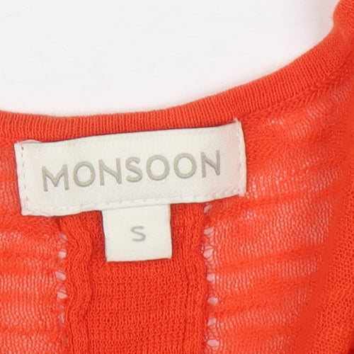 Monsoon Women's Orange Knit 3/4 Sleeve Pullover Jumper Size S
