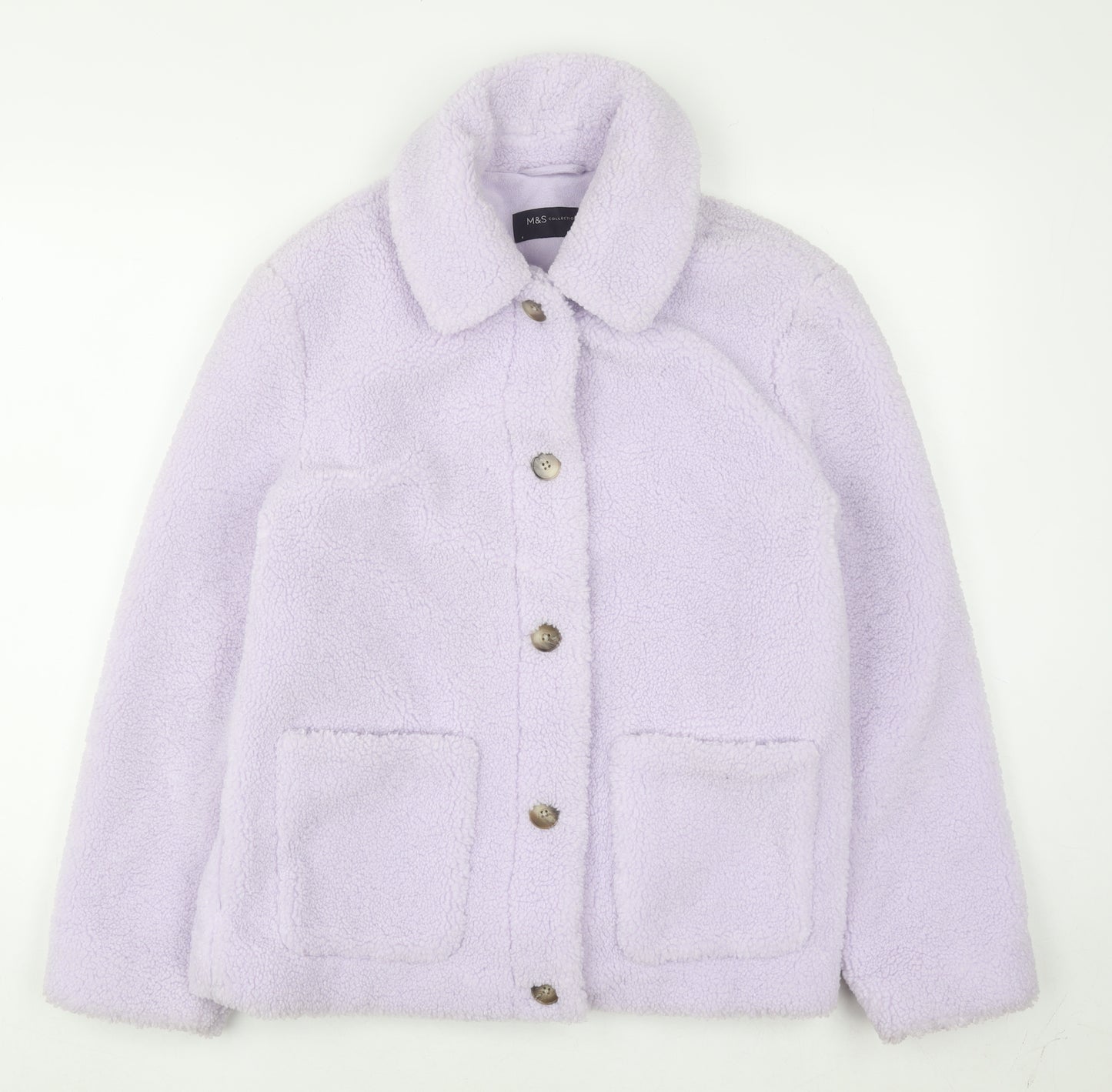 Marks and Spencer Women’s Lilac Fleece Button Jacket Size 8