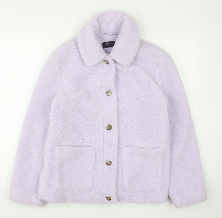 Marks and Spencer Women’s Lilac Fleece Button Jacket Size 8