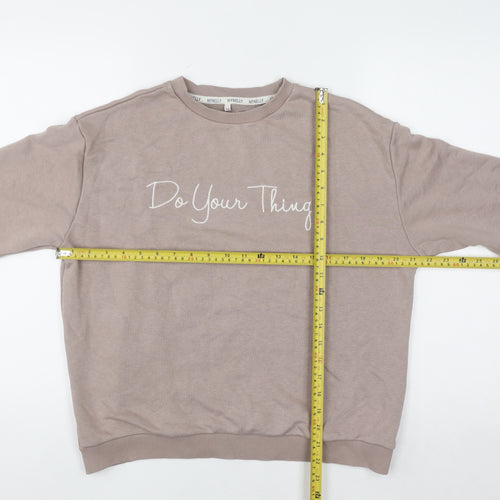 MYNELLY Women’s Beige Pullover Sweatshirt S/M Do Your Thing Graphic
