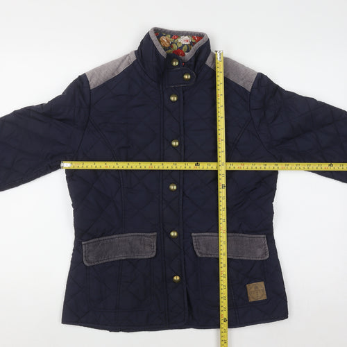 Harvey & Jones Women's Blue Quilted Mid-Length Jacket Size 10