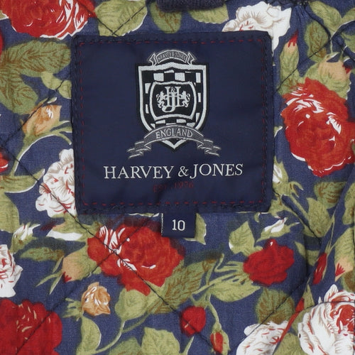 Harvey & Jones Women's Blue Quilted Mid-Length Jacket Size 10