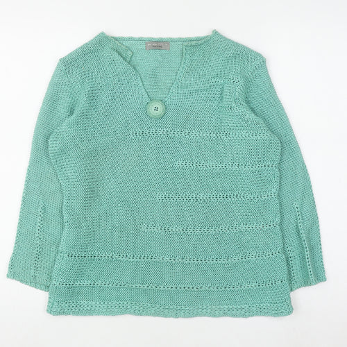 Marks and Spencer Per Una Women's Green V-Neck Knit Jumper Size M