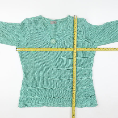 Marks and Spencer Per Una Women's Green V-Neck Knit Jumper Size M