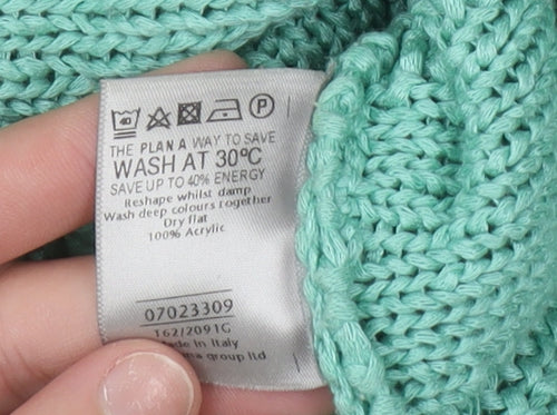 Marks and Spencer Per Una Women's Green V-Neck Knit Jumper Size M