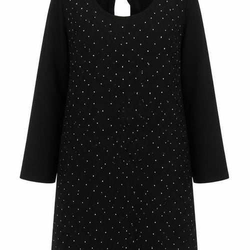 Very Women Black Size 16 Long Sleeve Rhinestone Shift Dress