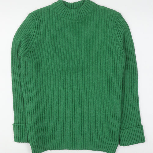Koton Women Green Mock Neck Ribbed Knit Pullover Jumper Size L