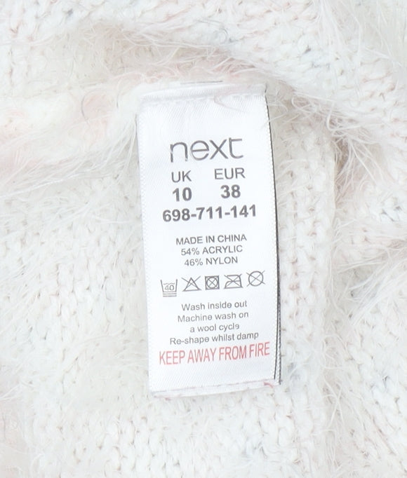 Next Women Pink Polka Dot High Neck Chunky Knit Jumper Size 10