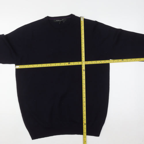 Guide London Men's Blue Wool Crew Neck Jumper Size L