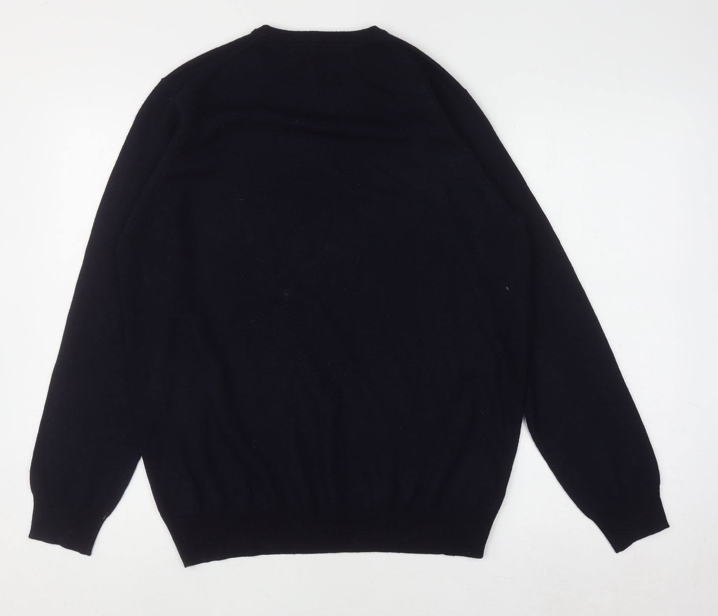 Guide London Men's Blue Wool Crew Neck Jumper Size L