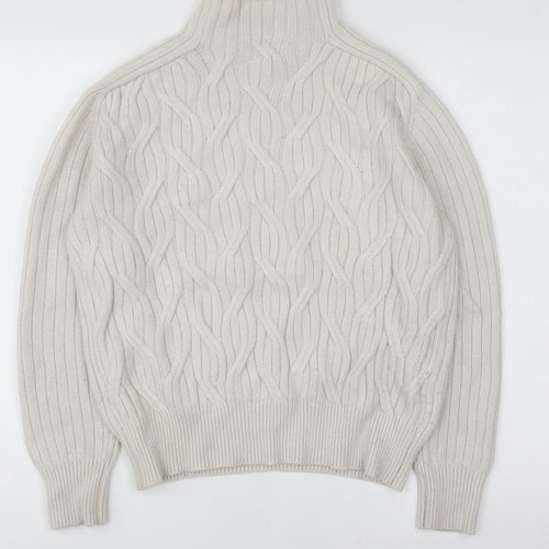 Linea Women’s Ivory Cable Knit Mock Neck Jumper Size 10