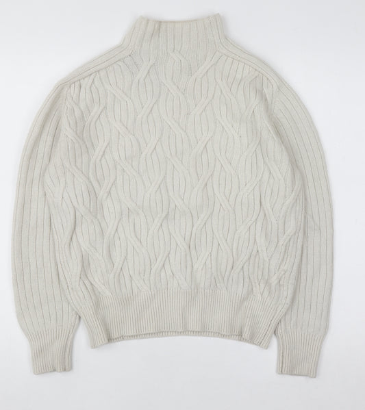 Linea Women’s Ivory Cable Knit Mock Neck Jumper Size 10
