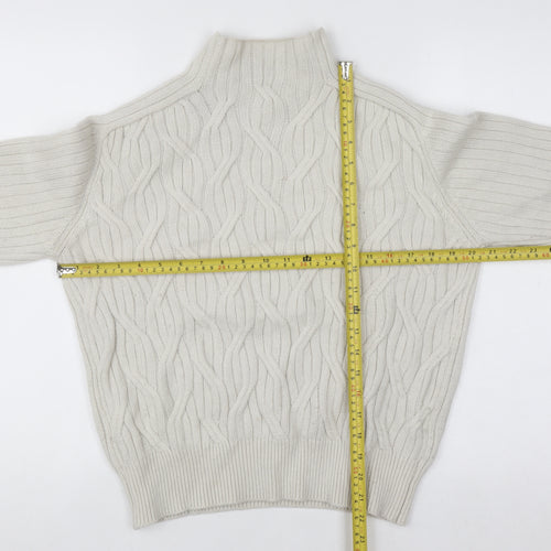 Linea Women’s Ivory Cable Knit Mock Neck Jumper Size 10