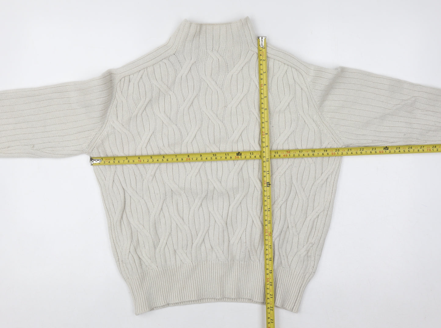 Linea Women’s Ivory Cable Knit Mock Neck Jumper Size 10