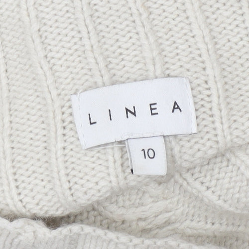 Linea Women’s Ivory Cable Knit Mock Neck Jumper Size 10