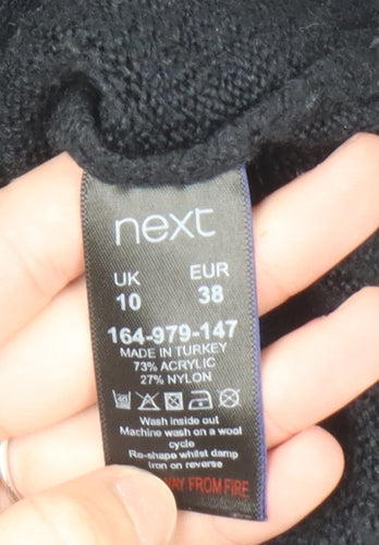 Next Women’s Black Floral Knit Pullover Jumper UK 10 Long Sleeve