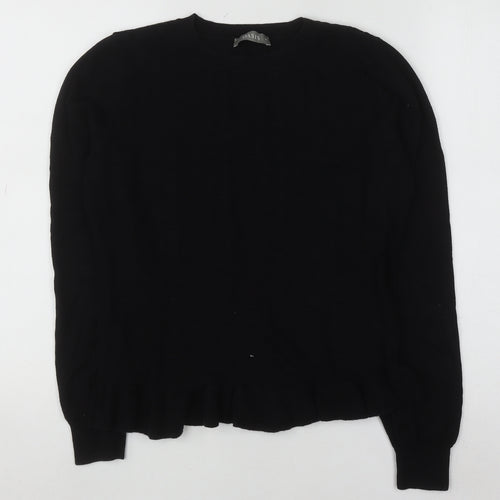 Oasis Womens Black Cotton Blend Crew Neck Long Sleeve Jumper Size M