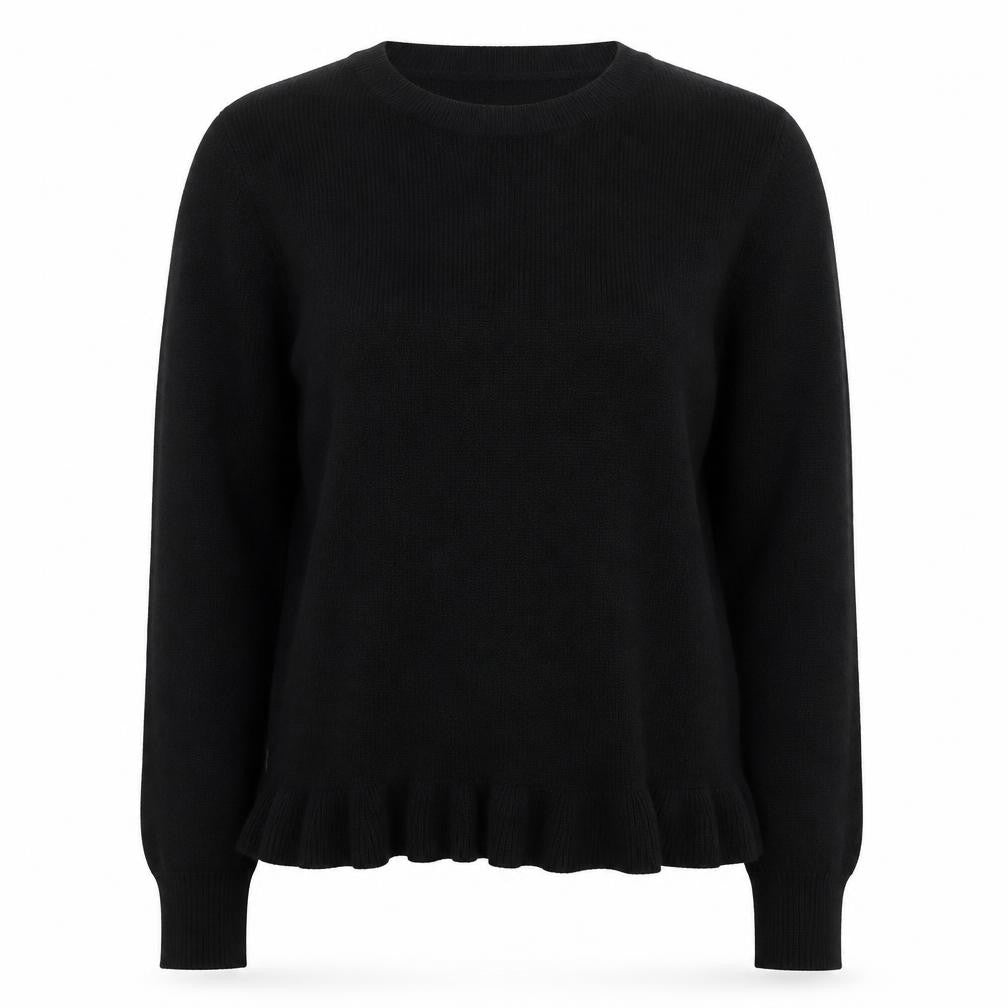 Oasis Womens Black Cotton Blend Crew Neck Long Sleeve Jumper Size M