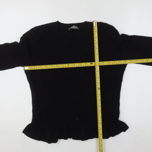 Oasis Womens Black Cotton Blend Crew Neck Long Sleeve Jumper Size M