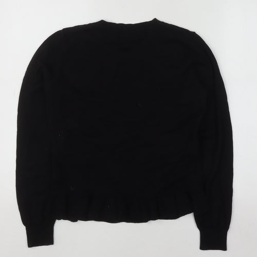 Oasis Womens Black Cotton Blend Crew Neck Long Sleeve Jumper Size M