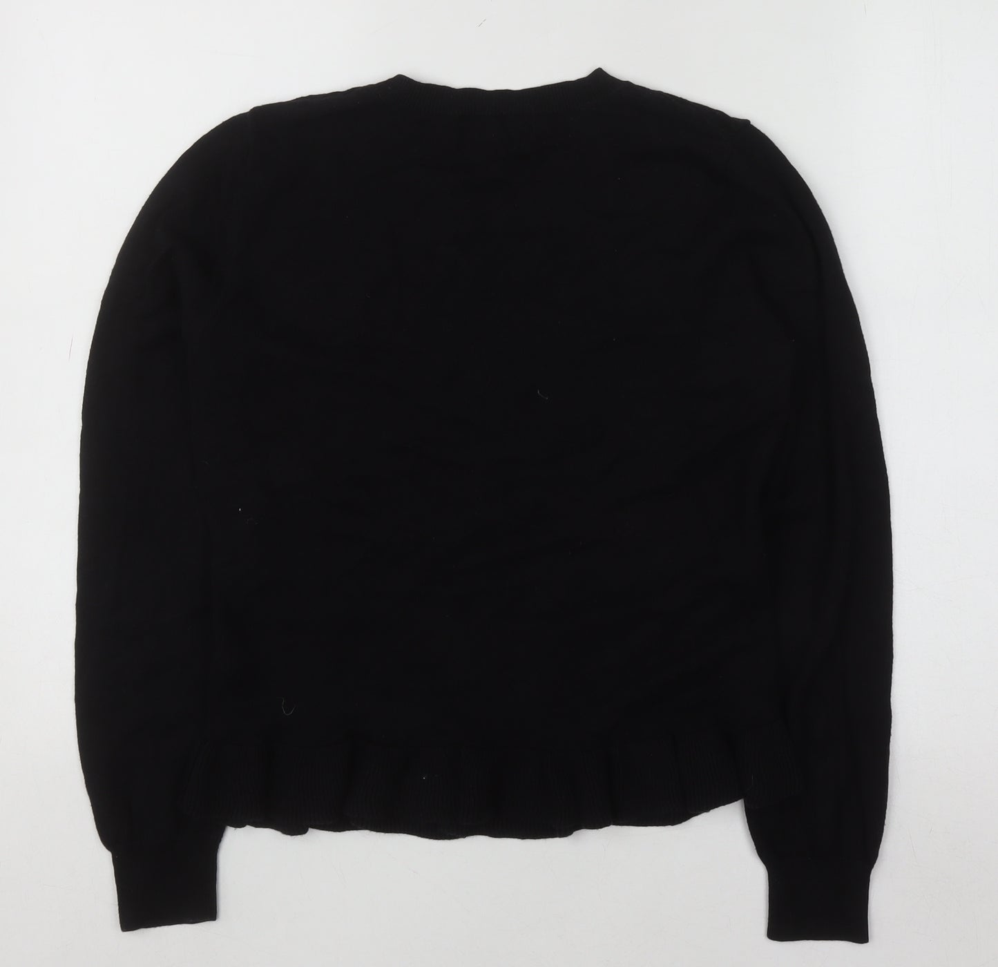 Oasis Womens Black Cotton Blend Crew Neck Long Sleeve Jumper Size M