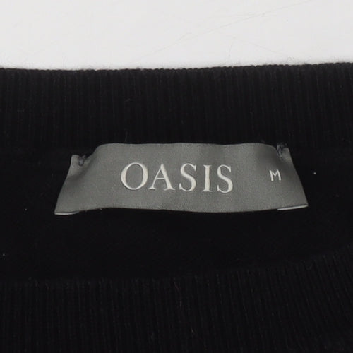 Oasis Womens Black Cotton Blend Crew Neck Long Sleeve Jumper Size M