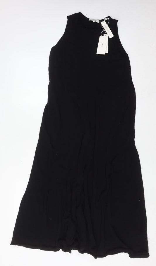 Vince Womens Black XS Sleeveless Cotton Midi Shift Dress