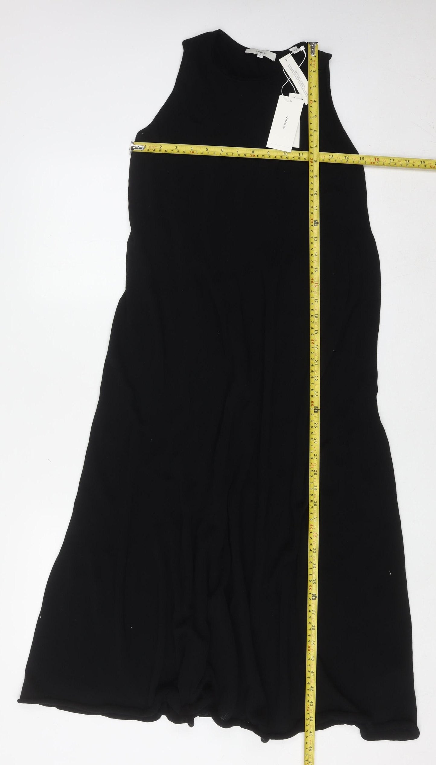Vince Womens Black XS Sleeveless Cotton Midi Shift Dress