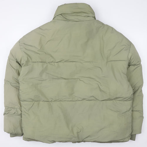 Bershka Women's Green Puffer Jacket L Winter Collection