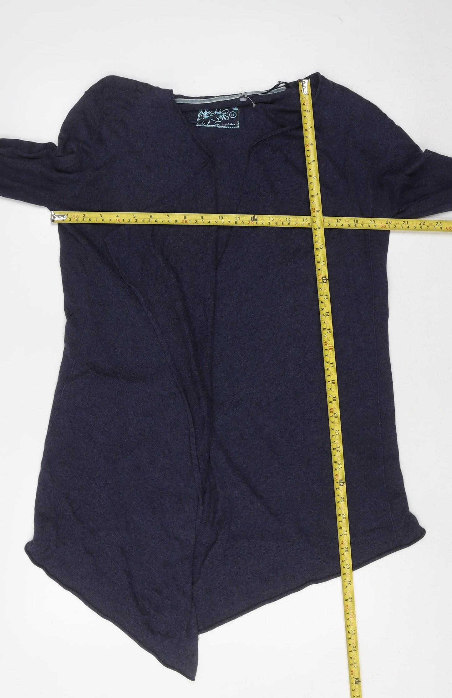 Fat Face Women’s Blue Size 16 Cotton Modal Open Cardigan Jumper