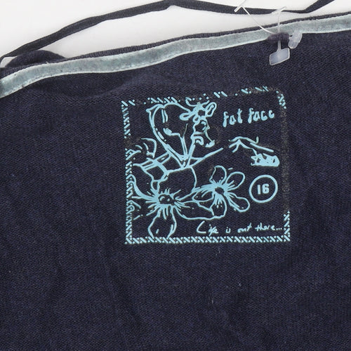 Fat Face Women’s Blue Size 16 Cotton Modal Open Cardigan Jumper
