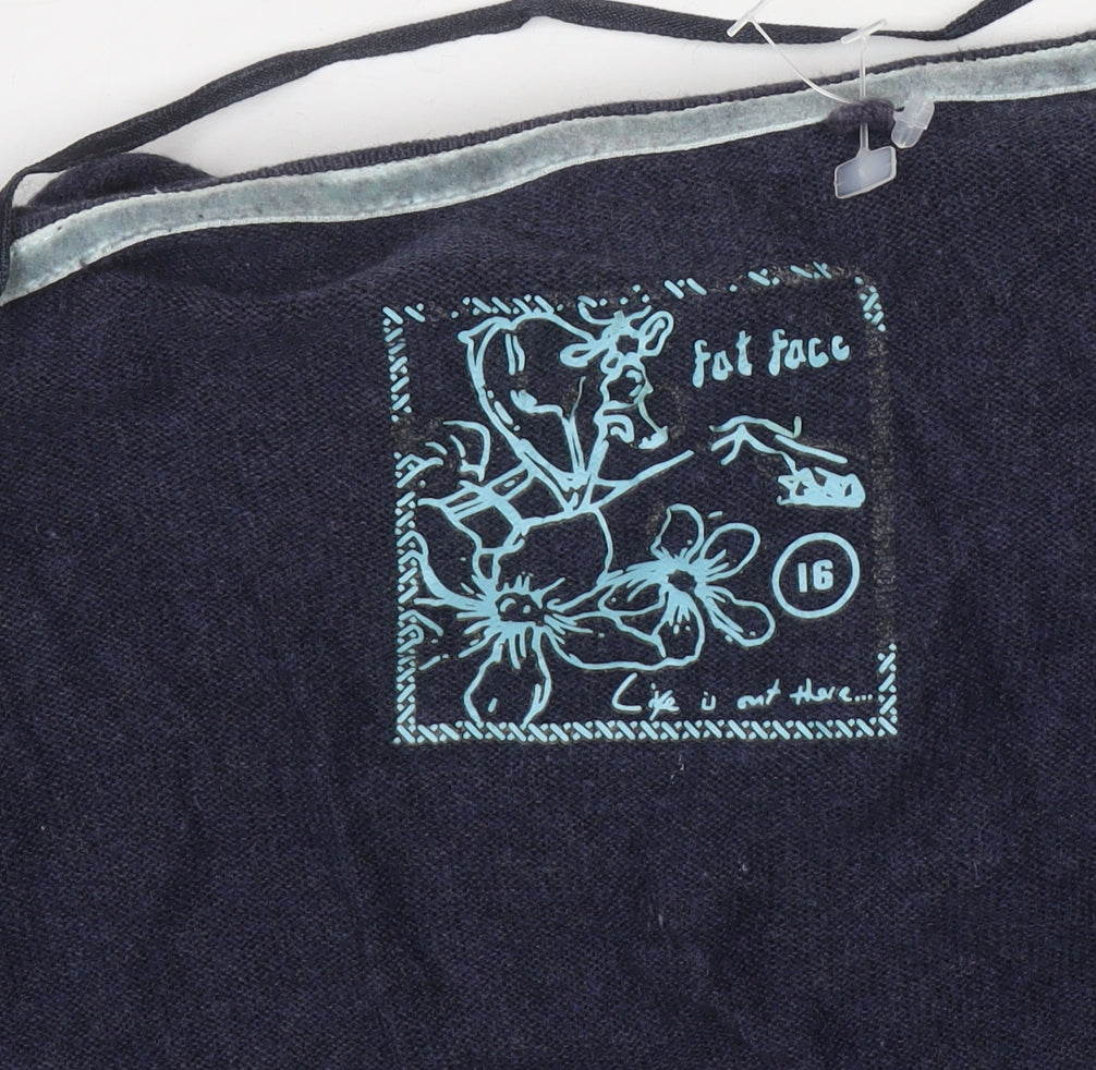 Fat Face Women’s Blue Size 16 Cotton Modal Open Cardigan Jumper
