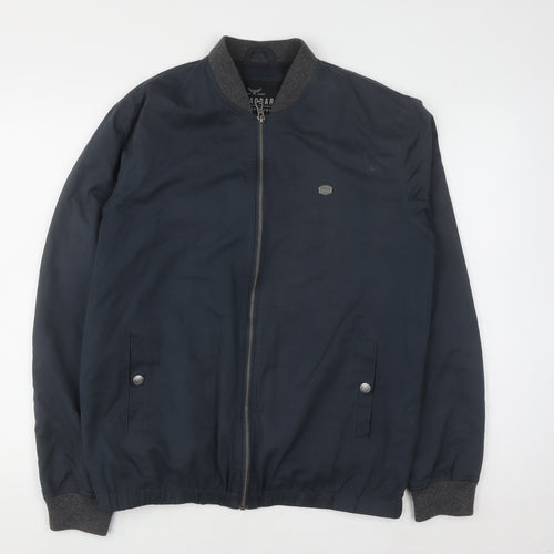 Threadbare Men's Navy Bomber Jacket Size M Polyester Cotton Lined