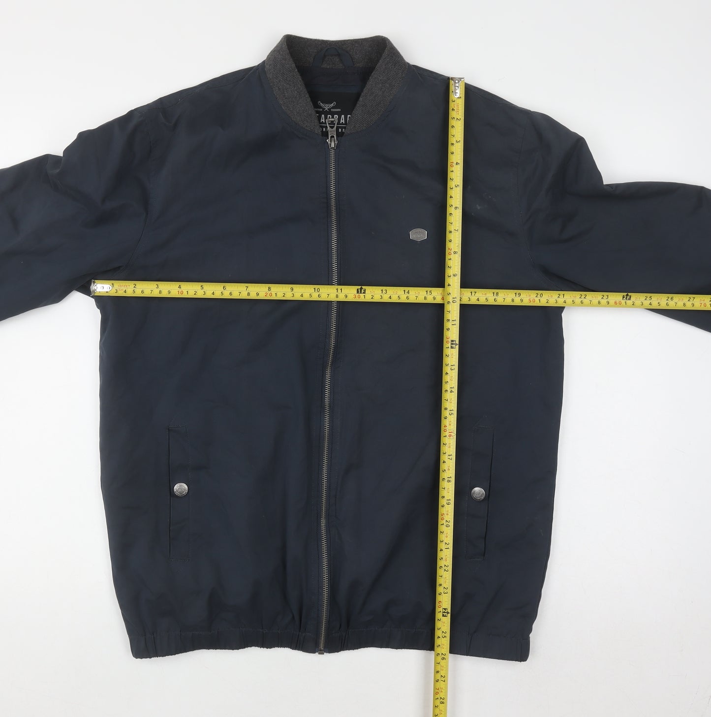 Threadbare Men's Navy Bomber Jacket Size M Polyester Cotton Lined