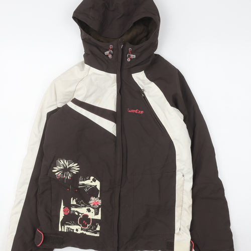 Wedze Girls Brown Ski Jacket Size 8 Hooded Padded Winter Coat