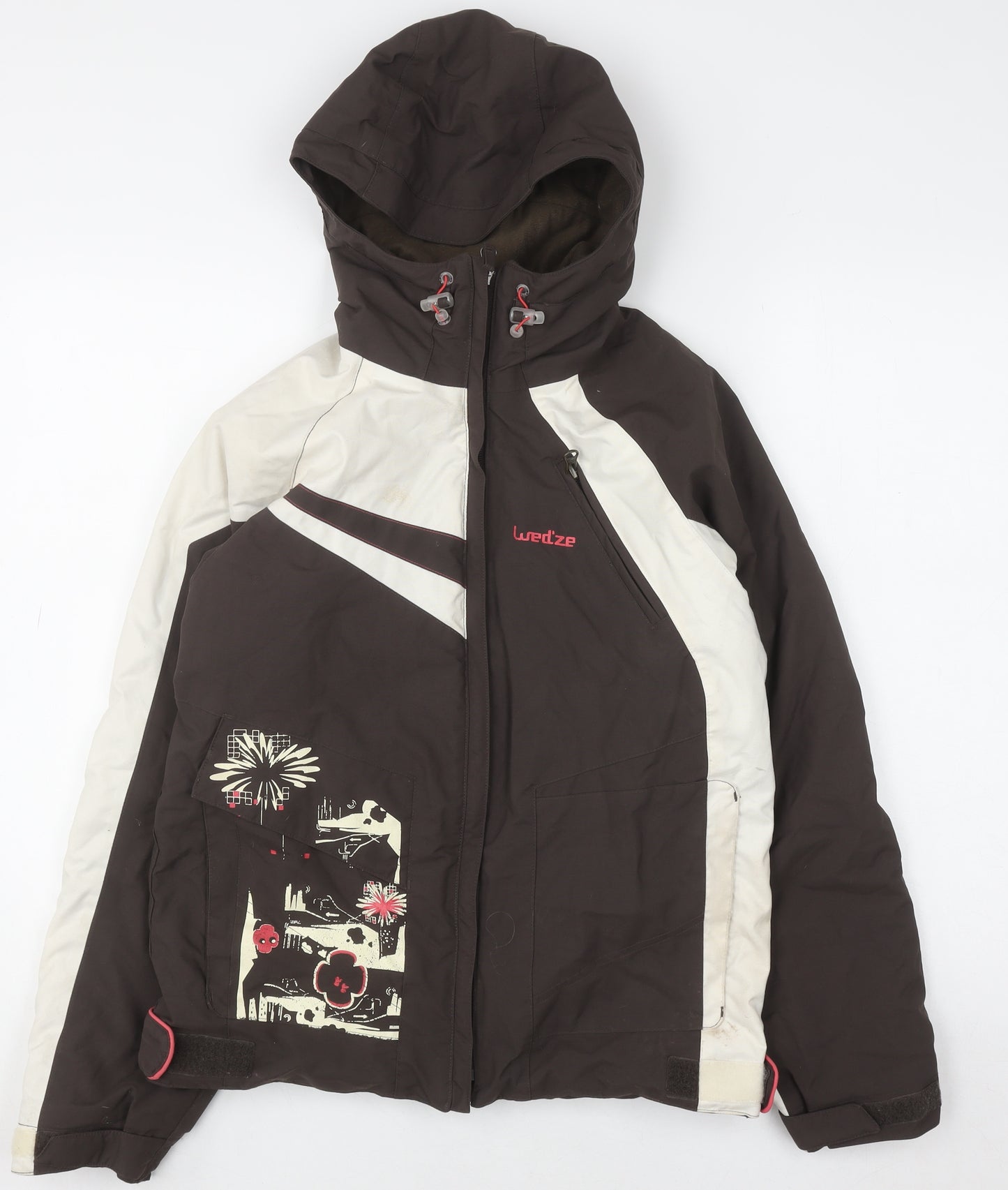 Wedze Girls Brown Ski Jacket Size 8 Hooded Padded Winter Coat