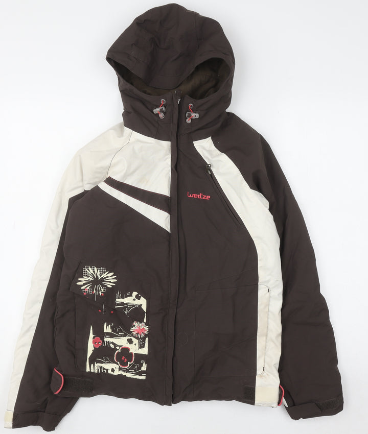 Wedze Girls Brown Ski Jacket Size 8 Hooded Padded Winter Coat