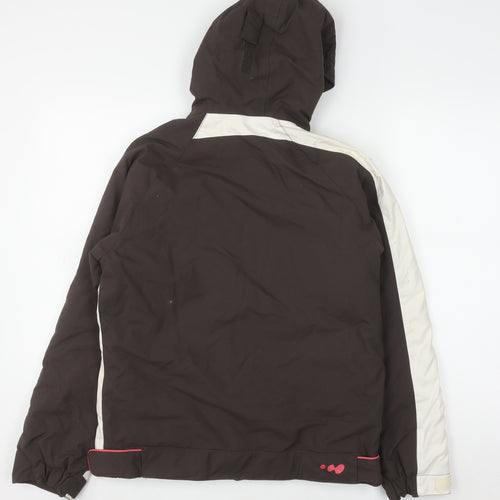Wedze Girls Brown Ski Jacket Size 8 Hooded Padded Winter Coat
