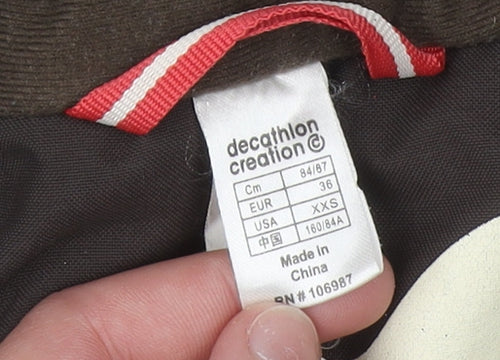 Wedze Girls Brown Ski Jacket Size 8 Hooded Padded Winter Coat
