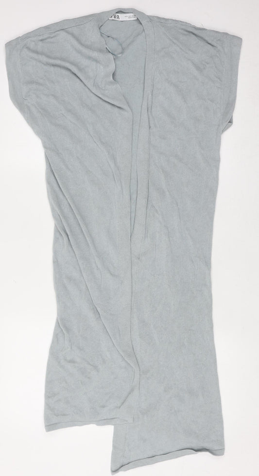 Zara Women Grey Open Knit Short Sleeve Cardigan Size 8