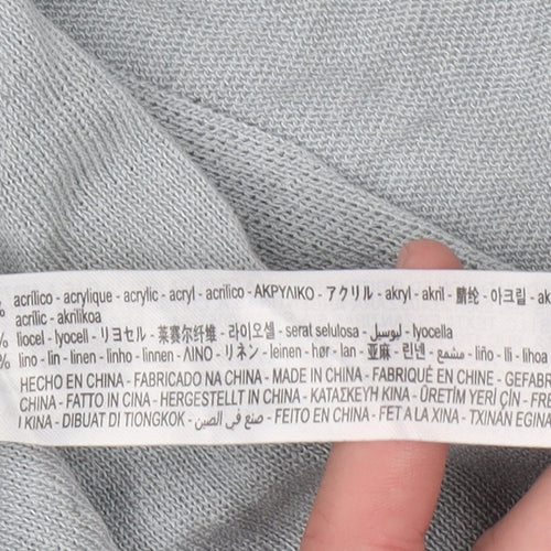 Zara Women Grey Open Knit Short Sleeve Cardigan Size 8