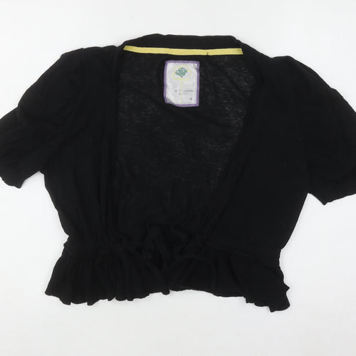 Betty Jackson Black Women Black Linen Blend Short Sleeve Shrug Size 16