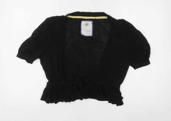 Betty Jackson Black Women Black Linen Blend Short Sleeve Shrug Size 16