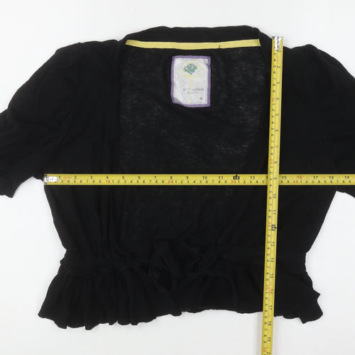 Betty Jackson Black Women Black Linen Blend Short Sleeve Shrug Size 16