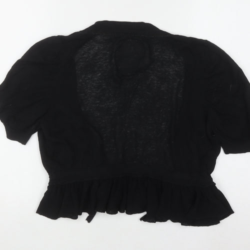 Betty Jackson Black Women Black Linen Blend Short Sleeve Shrug Size 16