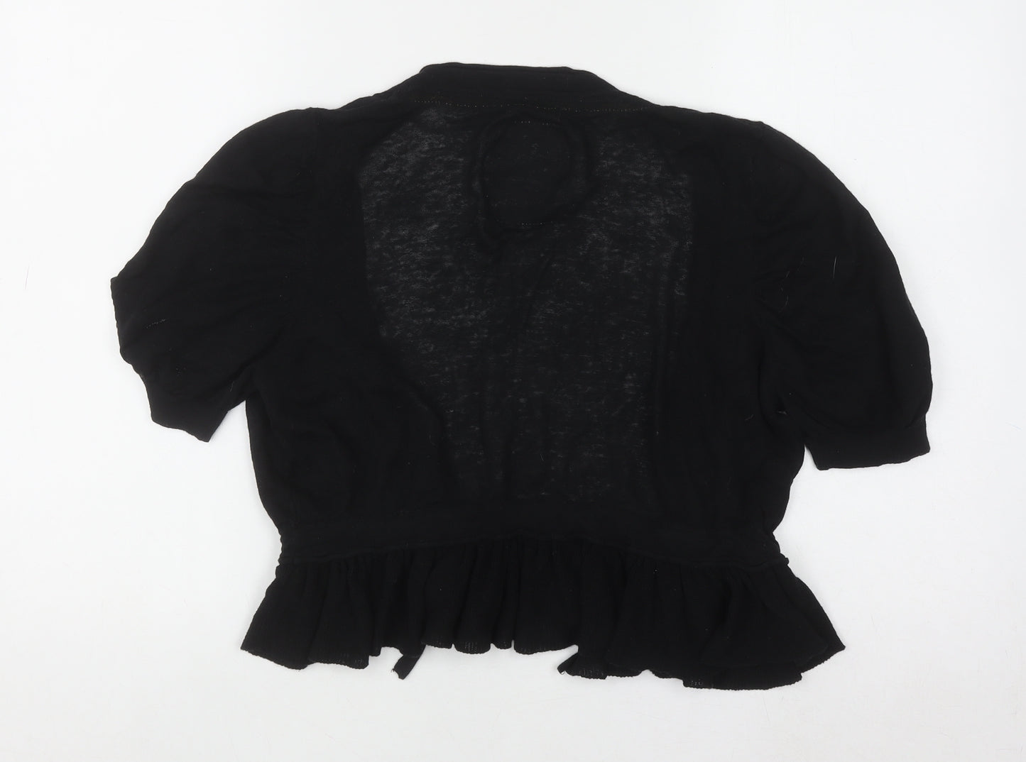 Betty Jackson Black Women Black Linen Blend Short Sleeve Shrug Size 16
