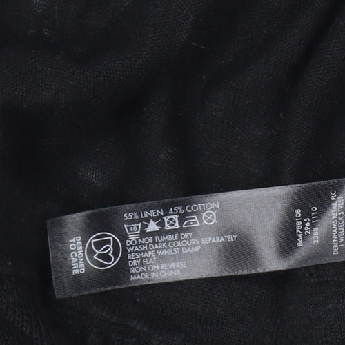 Betty Jackson Black Women Black Linen Blend Short Sleeve Shrug Size 16