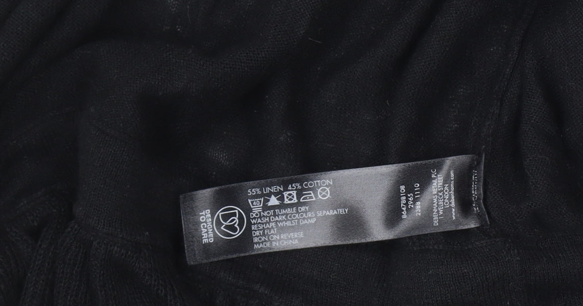 Betty Jackson Black Women Black Linen Blend Short Sleeve Shrug Size 16