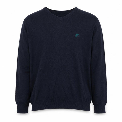 Racing Green Men's Blue Cotton V-Neck Jumper Size M Classic Knitwear