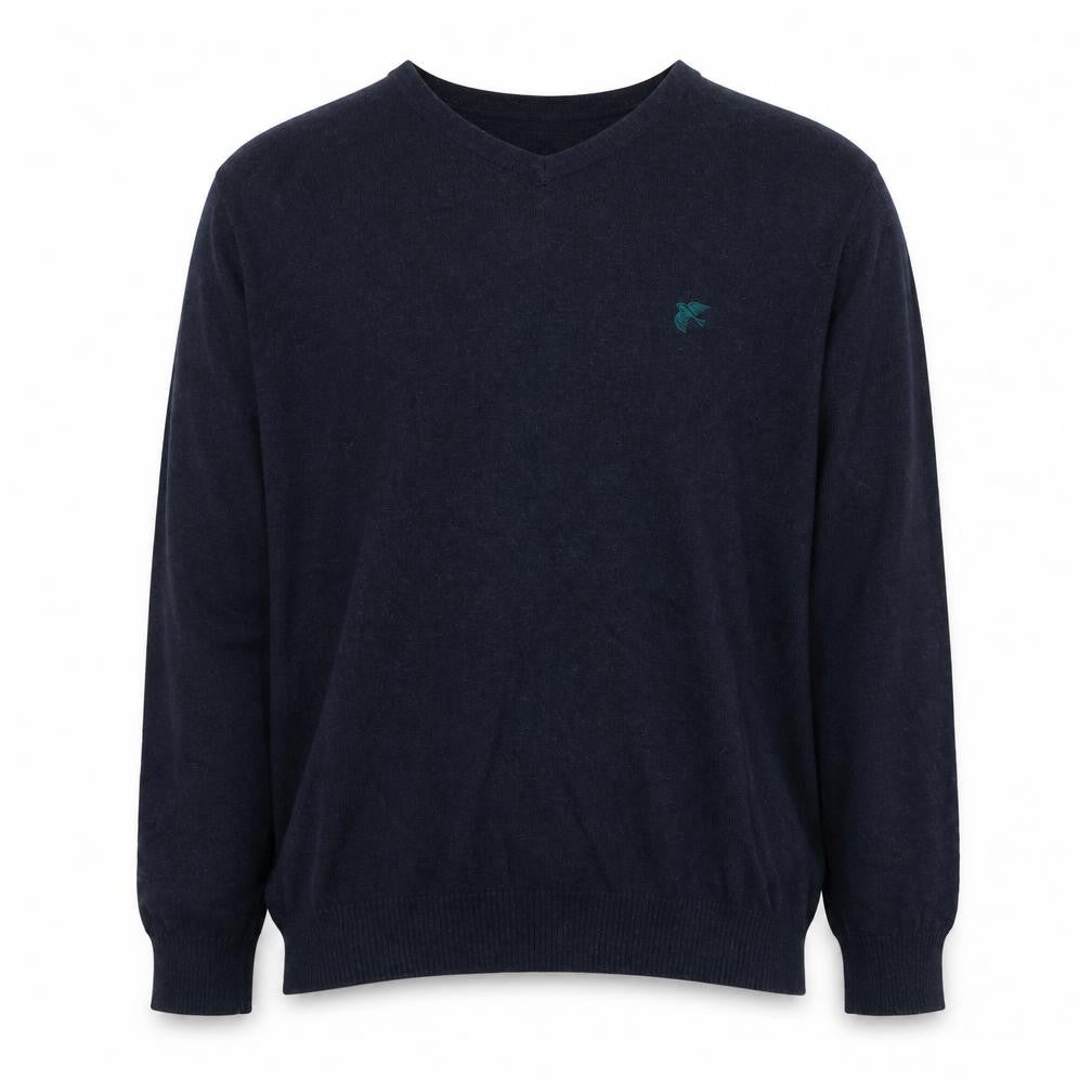 Racing Green Men's Blue Cotton V-Neck Jumper Size M Classic Knitwear